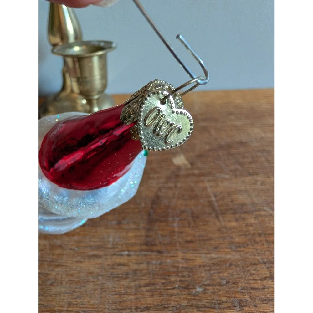 Old World Christmas Glass Ornaments Santa Claus and Tudor Cottage Set of 2